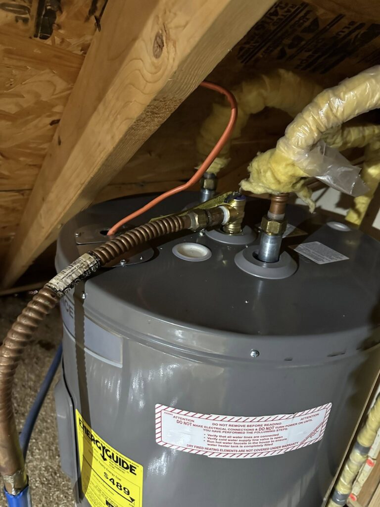 New hot water heater installation