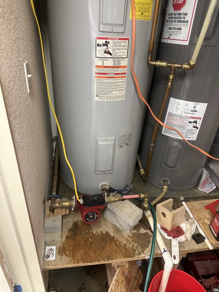 Hot water heater installation in residential home
