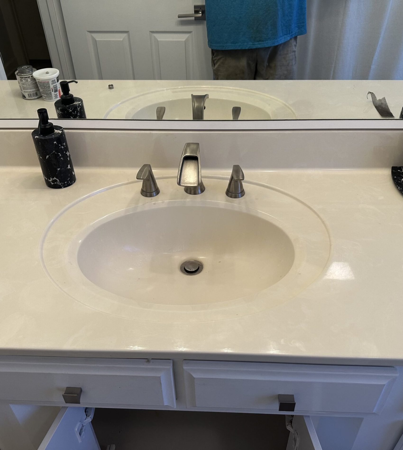 Bathroom sink installation by plumber